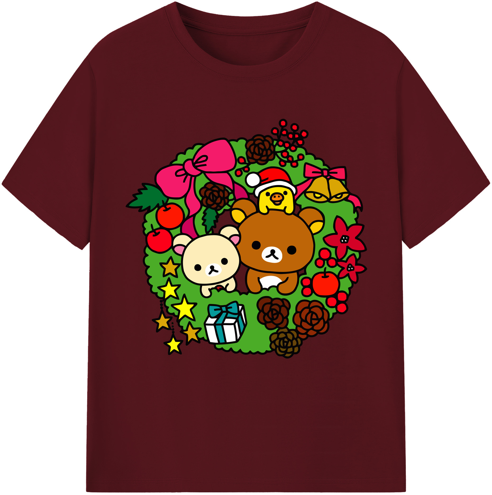 （画像用） リラックマ リラックマ キイロイトリ Rilakkuma Korilakkuma Kiiroitori 綿100％半袖Tシャツ（フロントプリント）